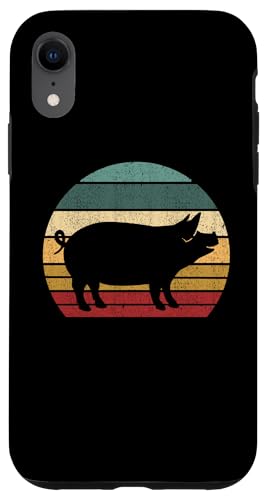 Retro Vintage Sunset Cute Show Pig Lover �X�}�z�P�[�X iPhone XR �p