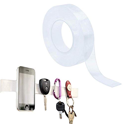 Preisvergleich Produktbild 3 Meter doppelseitiges, spurloses, waschbares Klebeband, wiederverwendbare, klare, rutschfeste Nano-Gel-Pads, Haushalts-Super-Klebrigkeit-Gel-Nano-...
