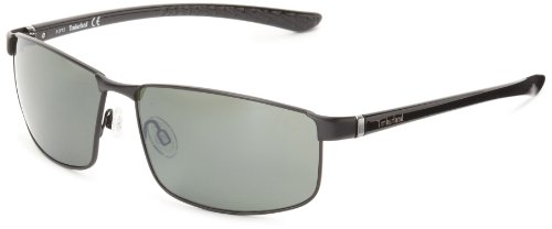Timberland Men's TB9035SW6102R Polarized Wrap Sunglasses,Black,61 mm