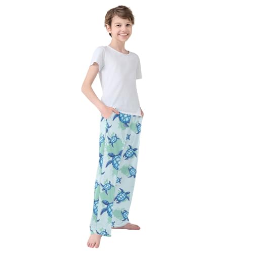 Boys' Pants Sea Turtle Blue Turquoise Long Bottoms Jogger Pants Elastic Waist Trousers with Pockets S-XL4