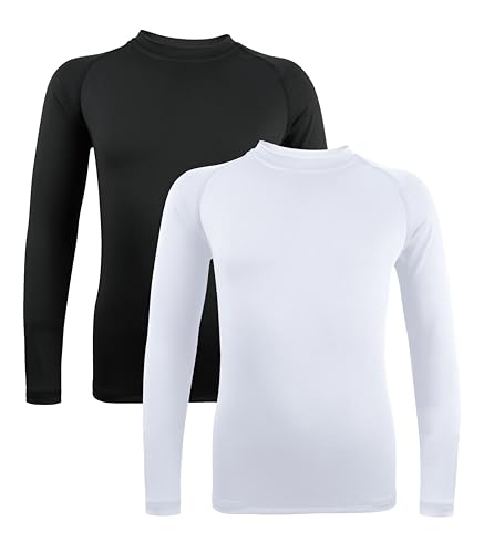 Boys' Girls' Compression Shirt Long Sleeve Moisture Wicking Sports Baselayer for Youth Football Baseball