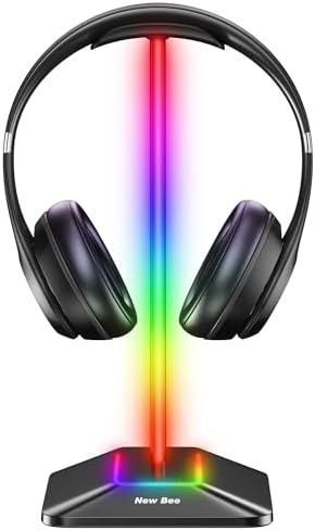 New bee RGB Headphone Stand Desk Gaming Headset Holder with 7 Light Modes and Non-Slip Rubber Base Suitable for All Earphone Accessories