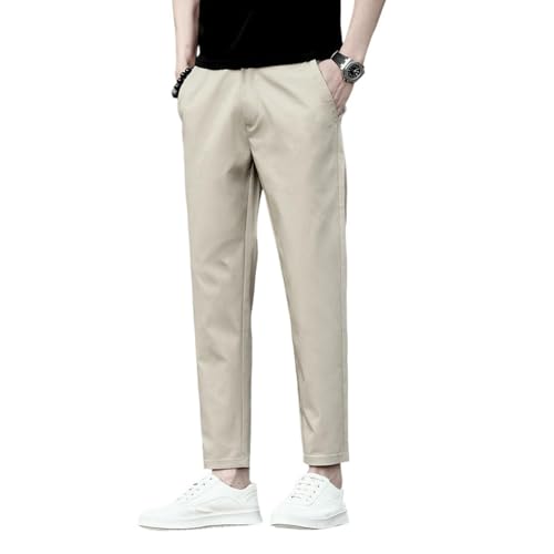 Men's Spring Summer Thin Slim Straight Nine-Tenths Versatile Elastic Casual Pants