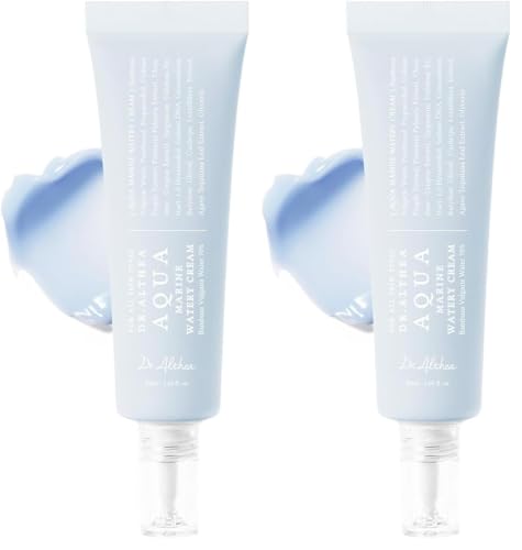 Dr.Althea Aqua Marine Watery Cream | Daily Face Moisturizer for All Skin Types | Deep Hydration Face Cream with Hyaluronic Acid | Vegan Korean Skincare, 1.69 Fl Oz (Pack of 2)