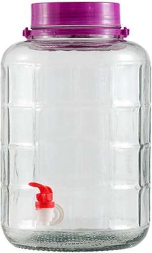 Jinghui ピクルス瓶ガラス保存容器 キムチ瓶 貯蔵容器 キャニスター 発酵槽 果実酒キャニスター 3L-20L 大容量 透明 容量が見える 衛生的 健康 便利 大口径 家庭用 (20L,蛇口あり)