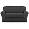 Easy going 2 pieces microfiber stretch sofa slipcoverspandex soft fitted sofa couch cover washable furniture protector with elastic bottom kids pet loveseat dark gray  urban country home decor