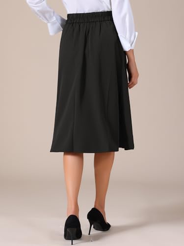 Allegra K Women Midi Skirts High Waisted Flowy A-Line Pockets Casual Office Work Skirt 20254