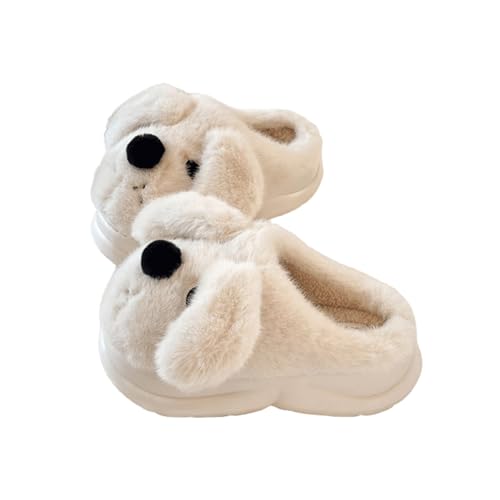 SLOKFV5 Zapatillas Pantuflas de peluche con forma de cachorro for mujer, mullidas y acogedoras, ideales for el invierno y el dormitorio. Casa(Weiß,39 EU)