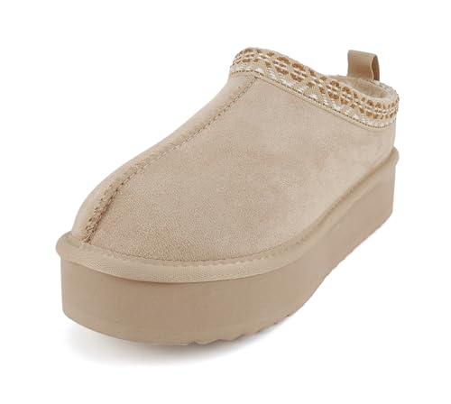 Image of Soda inchEagle inch ~ Women Round Toe Slip-On Flatform Lug Sole Sherpa-lined Slipper with Stitch Details