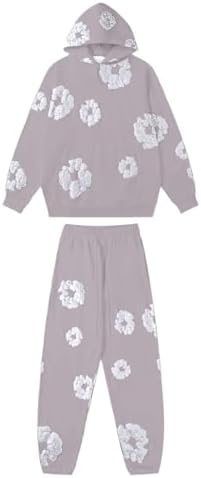 Generisch Tracksuit Men's Jogging Suit Hooded Tops & Trousers Set 2-Piece Tracksuit Sports Suit Streetwear Cotton Loose Leisure Suit Leisure Suit Y2K Hip Hop Pullover Jogging Bottoms Activewear Unisex