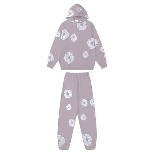 Generisch Tracksuit Men's Jogging Suit Hooded Tops & Trousers Set 2-Piece Tracksuit Sports Suit Streetwear Cotton Loose Leisure Suit Leisure Suit Y2K Hip Hop Pullover Jogging Bottoms Activewear Unisex