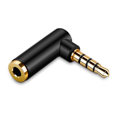 L字型3.5mm ステレオミニプラグ 2個セット 金メッキ端子 3.5mm オス- メス オーディオ変換 超ミニ スマートフォン イヤホンジャック 変換アダプタ 直角変換 90° 音声のみ AUX アンプ イヤホン PC スピーカー