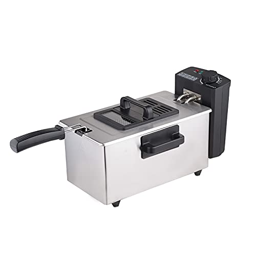 Freidora Profunda de 3 l con Ventana Transparente, Temperatura Ajustable, contenedor de Aceite extraíble, Pollo, camarones, Papas Fritas, Papas Fritas y más