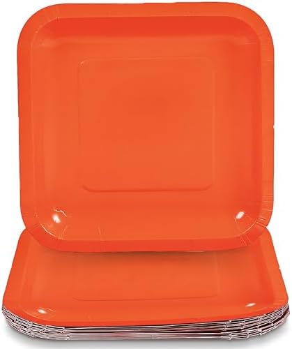 Fun Express Orange Square Paper Dessert Plates - Orange Disposable Dessert Plates - Paper Plates for Birthday Wedding Holiday New Year Events & Baby Showers - Tableware Party Supplies - 24 Pieces image 4