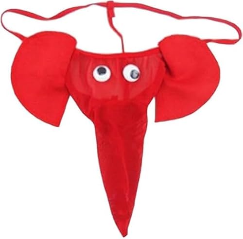 Photo de Elefant Tanga Sexy Slip Homme Boxer Taille basse String Homme String Shorts Court Sac Ventre Slips Strings Drôle G-String Lover Cadeau, rouge, taille unique