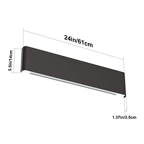 Aipsun 24In/20W Led Matte Black Modern Vanity Light Matte Black Wall Light Up Down Wall Mount Lights Indoor Modern Wall Light For Bathroom(Neutral White 4000K) #TOP5