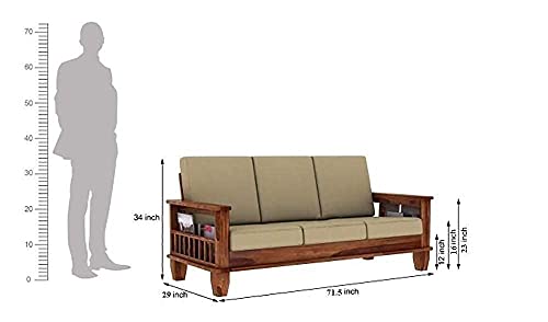 Image of Sheesham Wood 5 Seater Sofa Set for Living Room Furniture 3+1+1 Wooden Guest Room Sofa Set (Honey Finish)