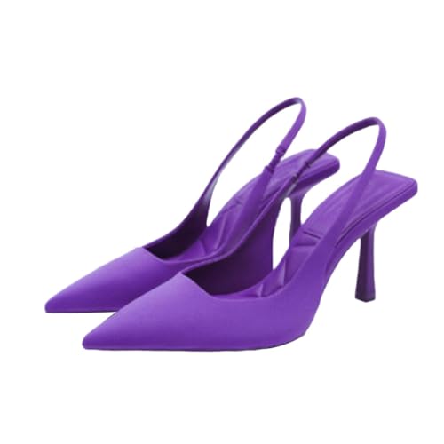 Onsoyours Zapatos de Tacón de Bloque Microfibra Mujer A Morado 39 EU