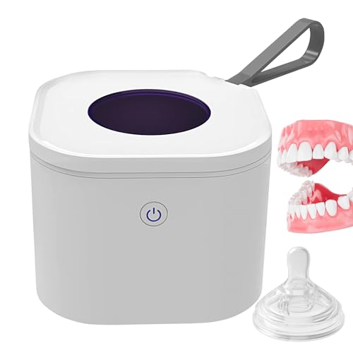 Caso de retención UV - 3.74x3.74x2.83 pulgadas Recipiente de limpieza UVC para protector bucal, diseño resistente con almacenamiento higiénico, accesorio para bosque para pasar la noche.