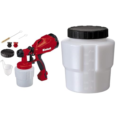 Einhell TC-SY 400 P 0.8L - Pulverizadores de pintura (Pintura, 0,8 L, 0,5 l/min, Negro, Rojo, 275 mm, 128 mm) + Deposito de 800 ml, Rojo