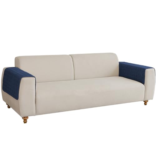 Muamar Couch Arm Covers Chair Arm Covers, Non Slip Sofa Arm Covers, Armrest Covers for Sofa, Furniture Covers Couch Protector Set of 2pcs (26x26inch, Dark Blue)