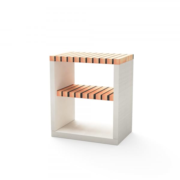 MOVELAR   Bancada Nola para Barbacoa de Obra Prefabricada (Blanco, naranja   70 x 47 x 47 cm)   Uso en Exteriores