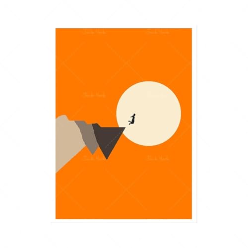 Affiche d'action de sport de montagne et lune abstraite, cadre de décoration 60x80cm