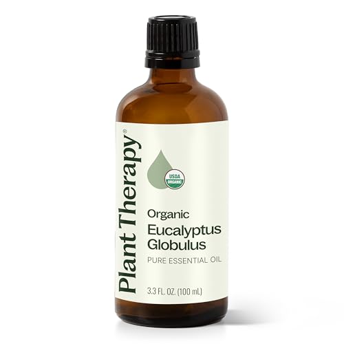 Plant Therapy Organic Eucalyptus Globulus Essential Oils 100% Pure, USDA Certified Organic, Undiluted, Natural Aromatherapy, Therapeutic Grade 100 mL (3.3 oz)