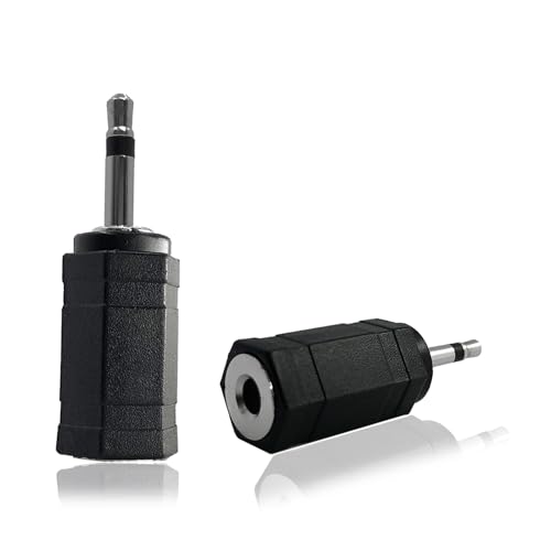 MICMXMO 2 Pack 2.5 mm Mono Male Plug to 3.5 mm Mono Female Plug Adapter for 3.5 mm Car Radio Microphone 2.5mm Male to 3.5mm Female TRS for IR Repeater Receiver