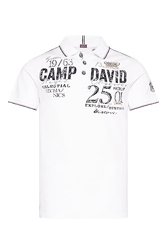 Camp David Herren Poloshirt mit Label-Applikationen Opticwhite XL