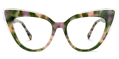 Image of Zeelool Fashion Oversize Cat Eye Glasses Frame for Women with Non-prescription Clear Lens Eyeglasses Hilliard ZJGA894665-01 Floral