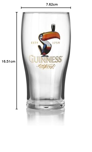 Guinness 20oz Tulip Pint Glass, Single Glass | Official Merchandise Thick Beer Glasses | Drinking Cup 20oz Beer Can