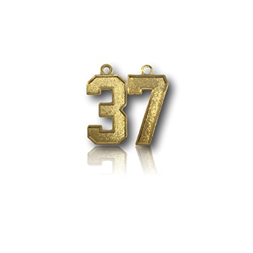 Number 37 Gold Plated Jersey Style Sports Necklace Charm Pendant (0.8