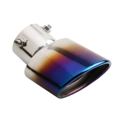 tpnidaii 車外用品 下向き式 マフラー カッター 排気管 エキゾーストチップ マフラー パイプ テールパイプ径38-53mm適応 口径2.5インチ 大口径 斜めカット 外装 パーツ ドレスアップ カスタム ステンレス製 メッシュ付き (ブルー)