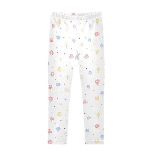 senya Girls Printed Leggings Yoga Pants Fireworks Pattern for Kids in 4t to 10 Years, 4T