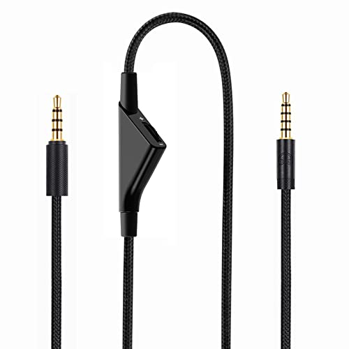 weishan G Pro X Cable, Detachable Gaming Headset Cord Replacement for Logitech G Pro, G433, G233 Headsets, 3.5mm(1 8 ) Nylon Braided Aux Wire with Volume Controller, 6ft