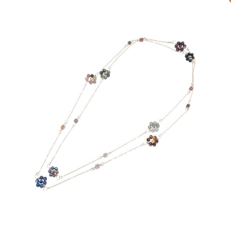Collier long Alysson grenat en acier inoxydable doré et rouge par Bouly&Cailloux