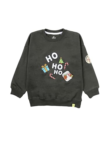 Image of KiddoPanti Boys Solid Round Neck Full Sleeve Fleece Sweatshirt | 60% Cotton 40% Polyester | Soft Warm Winter Pullover | Ribbed Cuffs & Hem | Casual Winter Sweatshirt for Kids