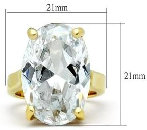 Oval CZ IP Gold Solitaire Ring