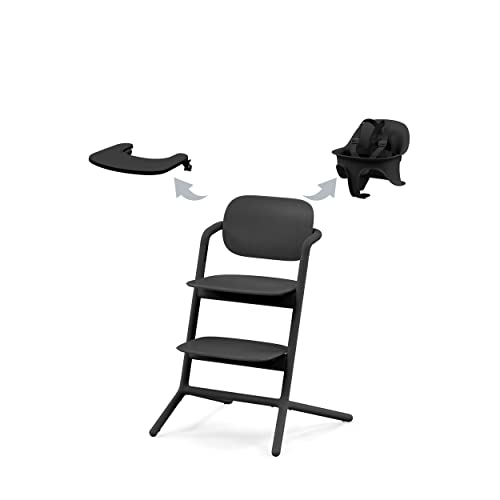 CYBEX LEMO 2 High Chair System, Grows with Child up to 209 lbs, One-Hand Height and Depth Adjustment, Anti-Tip Wheels Safety Feature – Stunning Black