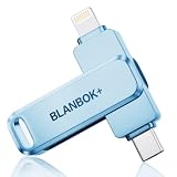 MFi Certified 256GB iPhone Photo Stick, High-Speed USB Flash Drive Memory Storage for Video Backup, Compatible for iPhone/iPad/Android/PC (Titanium Blue)