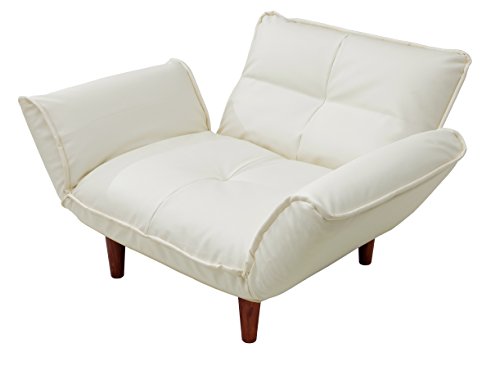 セルタン カウチソファー 和楽の極 1人掛け ポケットコイル PVC レザー ホワイト 背部肘部14段階リクライニング 高反発 日本製 A282p-14段-598WH