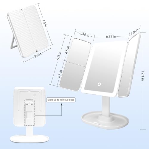 Makeup Mirror with Lights，Vanity Mirror with Lights 2X/3X/10X Magnification, Smart Sensor, Adjustable Stand & Brightness, Travel Makeup Mirror with Type-C Fast Charging 3-Colors, Gifts for Women Girls — view 6
