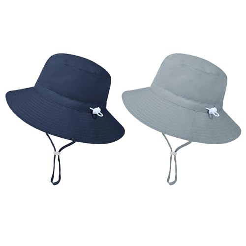 Image of American Trends Baby Sun Hats for Boys Girls UPF 50+ Sun Protection Wide Brim Adjustable Summer Beach Bucket Hat