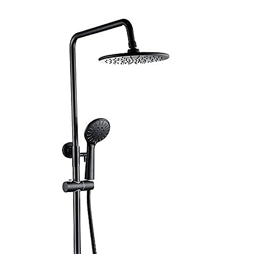 Système de douche thermostatique en laiton noir mat pour salle de bain chic