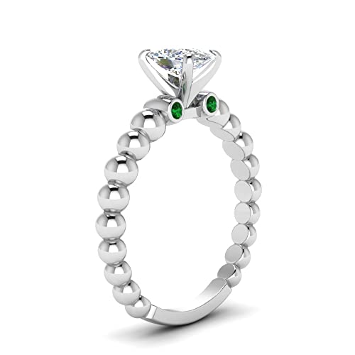 Image of 55Carat Choose Your Gemstone Bead Diamond CZ Engagement Ring sterling silver Emerald Shape Side Stone Engagement Rings Everyday Jewelry Wedding Jewelry Handmade Gifts for Wife US Size 4 to 12