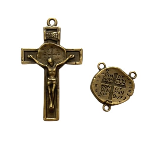 lulucross DIY Rosary Kit - 3 Sets of Saint Benedict Centerpiece and Crucifix Accessories for Beautifully Crafted Rosary (Anti-Bronze)