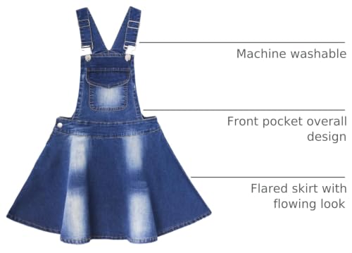 Image of KIDSCOOL SPACE Girls Denim Skirts,Little Big Girls Soft Stretchy Jeans Overall Dress