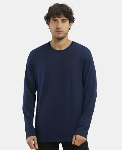 Image of Jockey AM95 Men's Super Combed Cotton Rich Solid Round Neck Full Sleeve T-Shirt