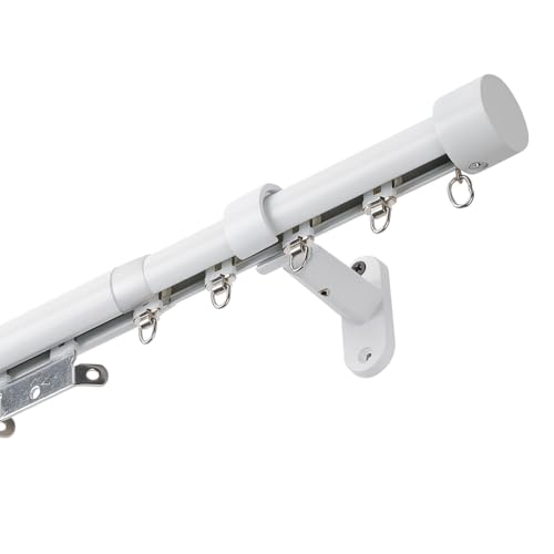 SOLOKOS Adjustable Traverse Curtain Rod with Track System 47-86 in White